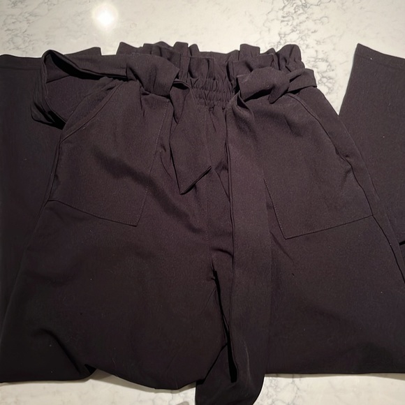 GRACE KARIN Paper Bag Waist Pants Slim Fit Casual Office Pencil Black Pants S - Picture 3 of 4